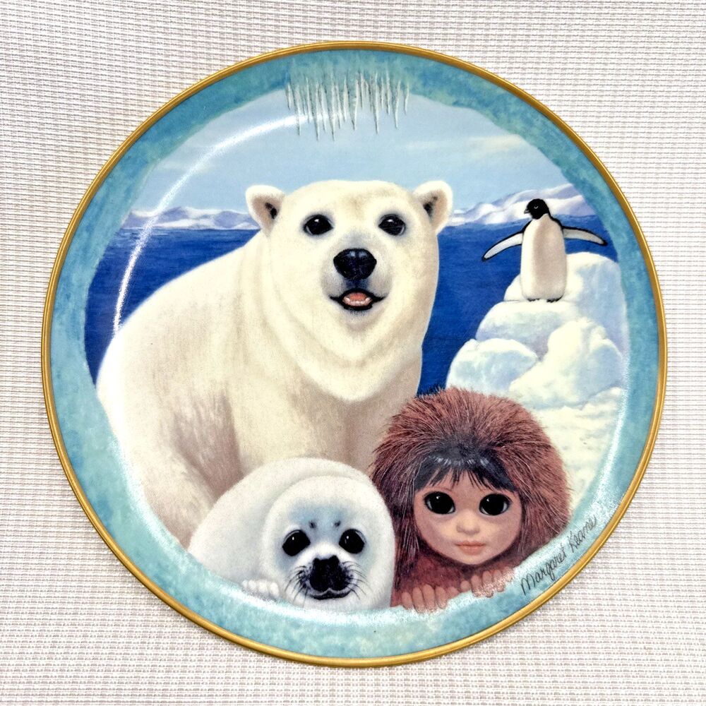 Margaret Keane Plate Pu's Polar Playground Eskimo Gentle Kingdom Collection 1990